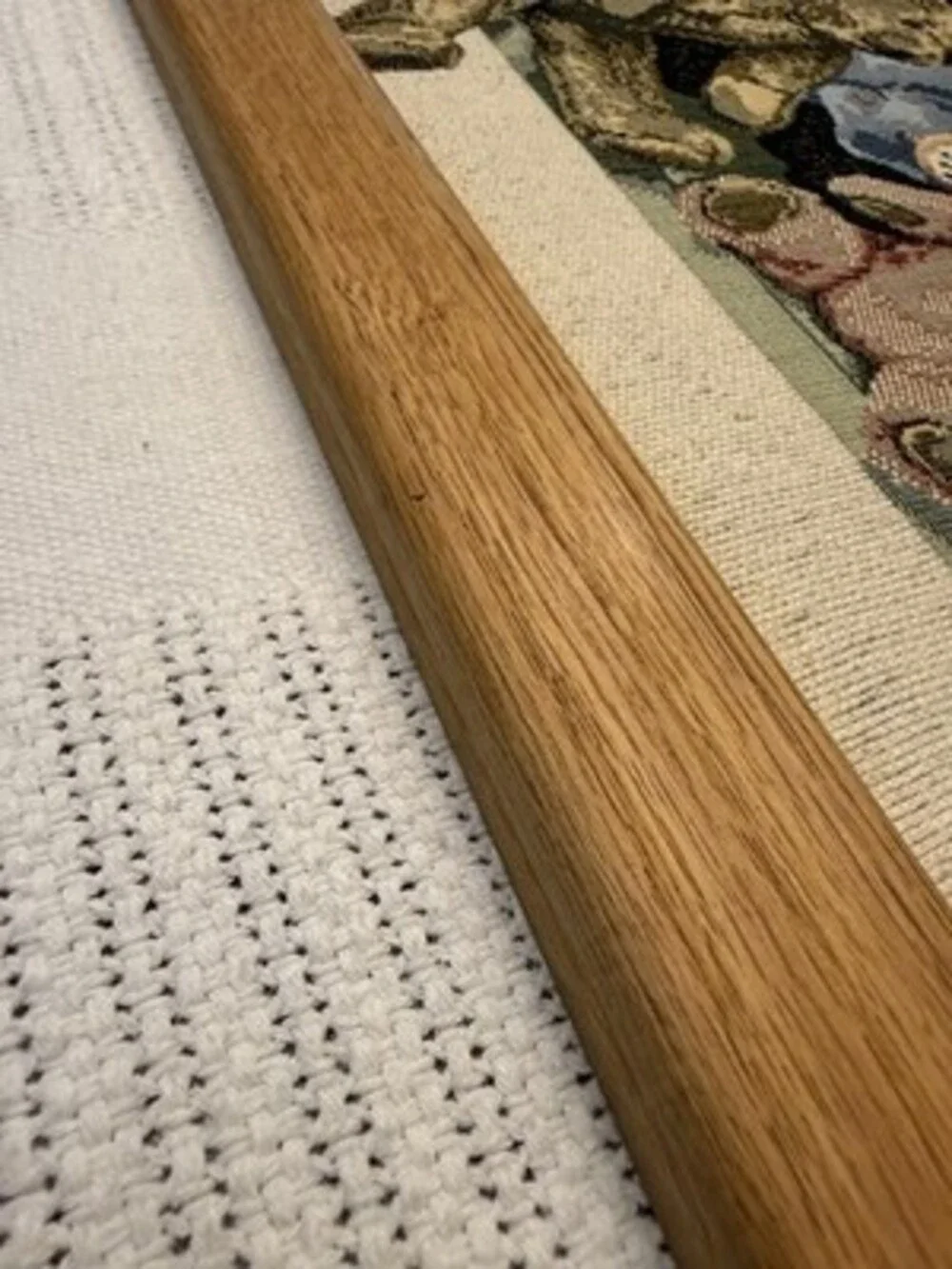 Vintage 90s Dakotah Woven Tapestry Textile Teddy Bears Handmade Oak Frame 36x16